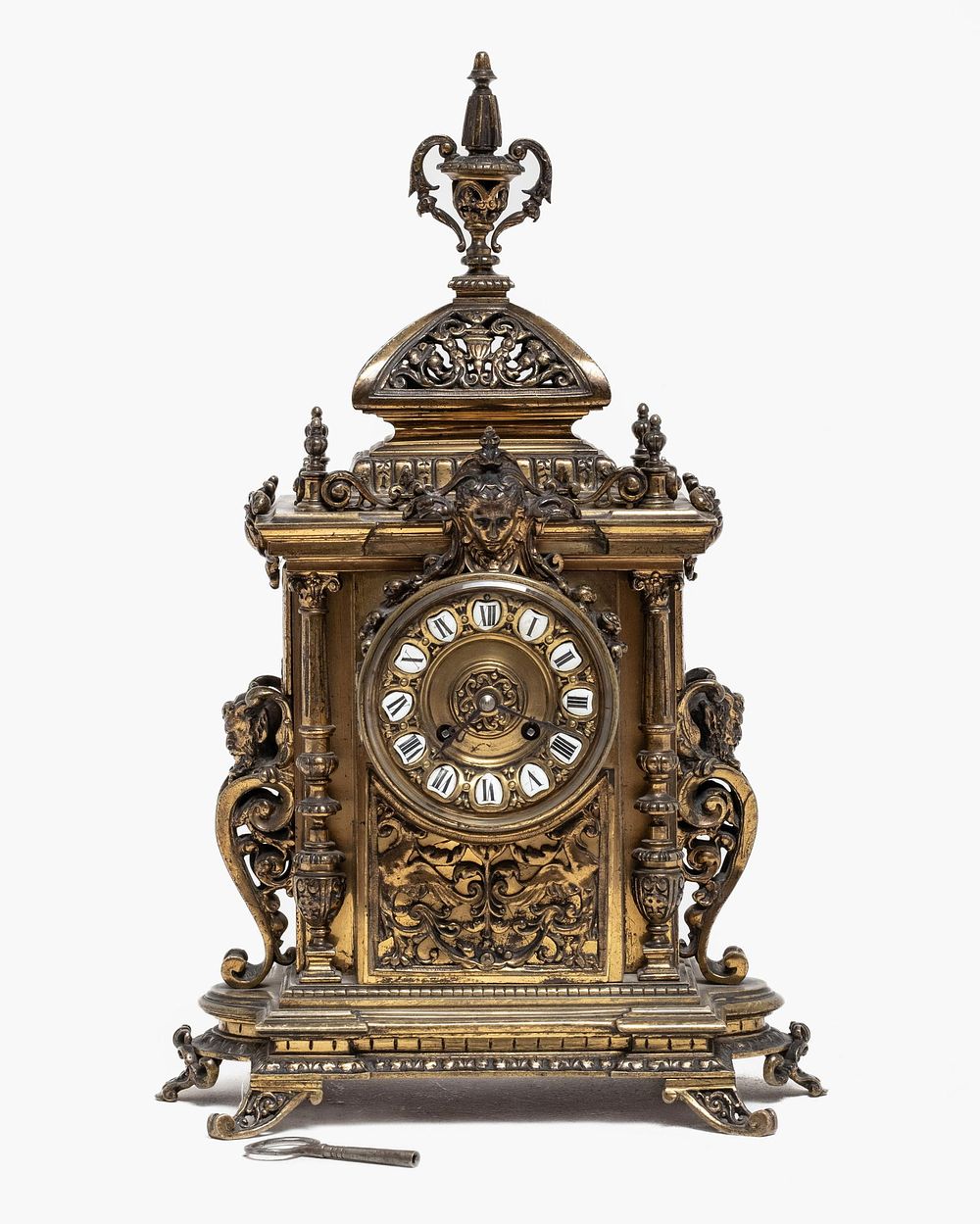 Lot 274: Neo-Renaissance Style Japy Freres Bronze Terminal Mantel Clock, 19th Century