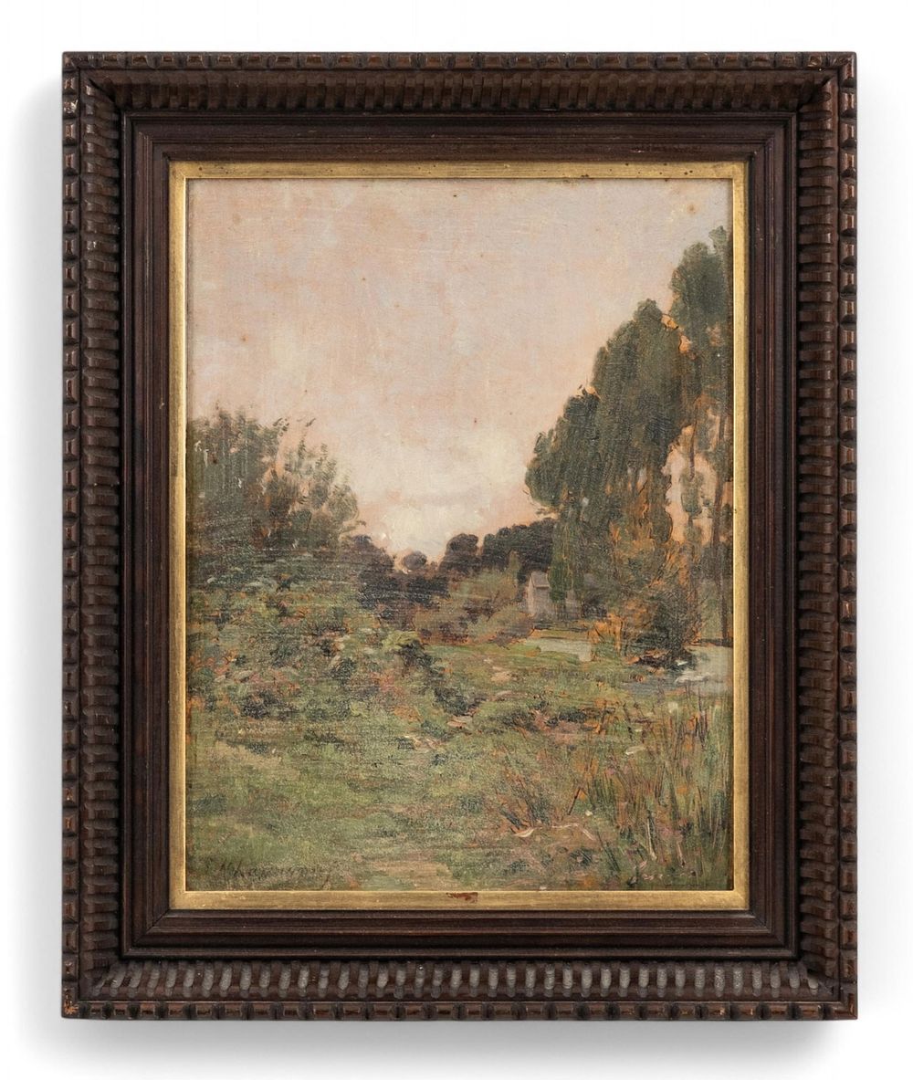 Lot 292: Henri Joseph Harpignies, “The Bocage", 19th Century Signed Oil on Panel Painting