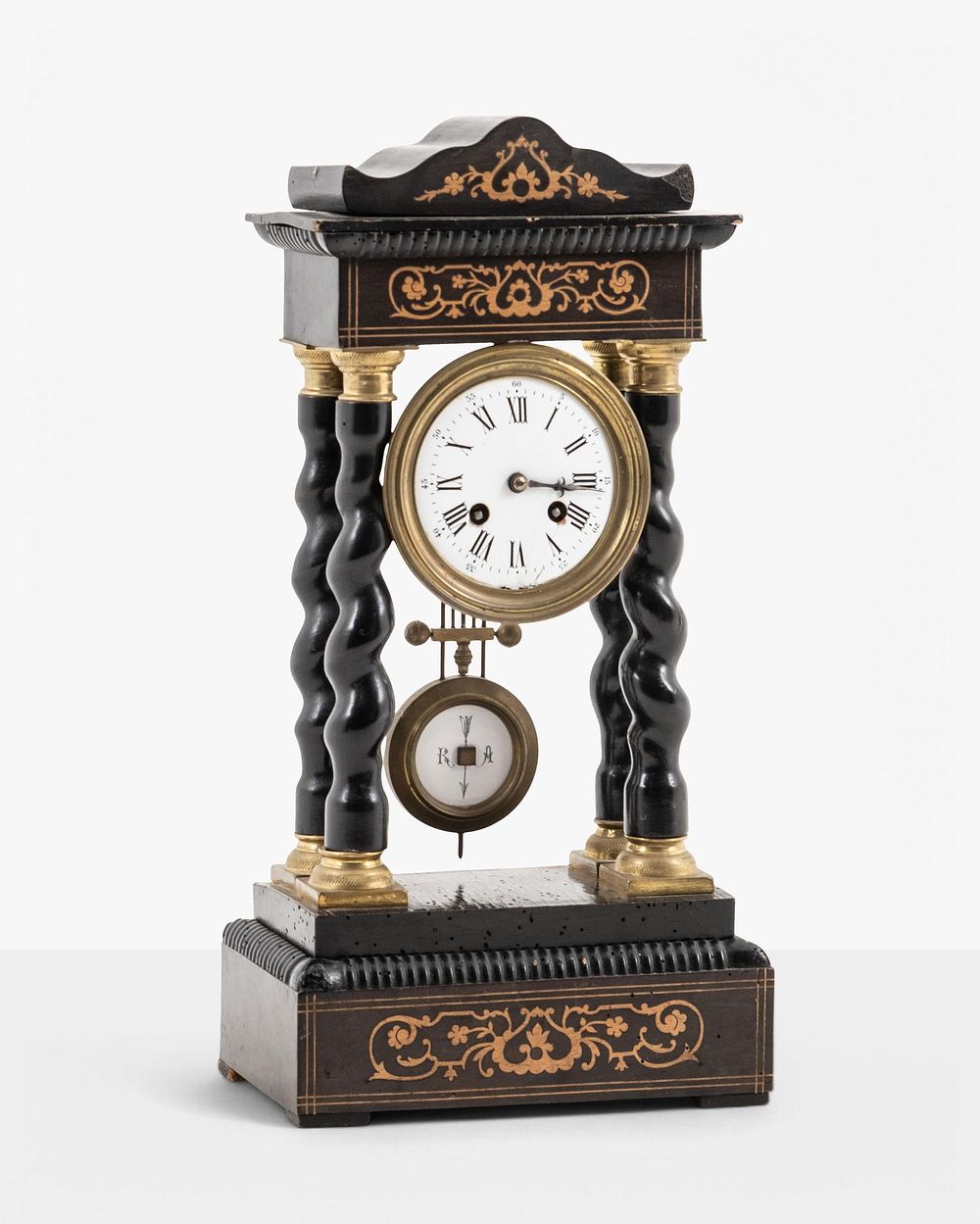 Lot 296: French Inlaid Mantle Clock Restoration Period, Early 19th Century