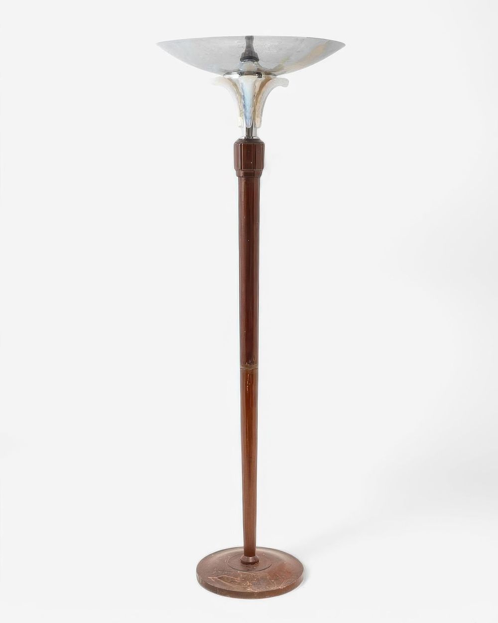 Lot 307: Art Deco Tall Chrome and Opalescent Glass Floor Lamp, Circa 1930
