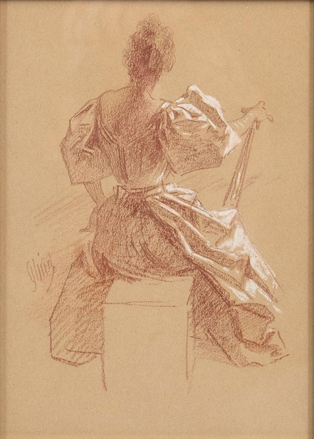 Lot 394: Jules Cheret Original Signed Art Nouveau Pastel on Paper Drawing Painting