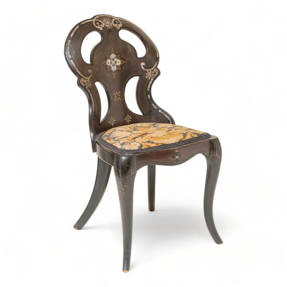 Lot 398: Victorian Inlaid Lacquer Salon Chair, Mid-19th Century ex Christies, London