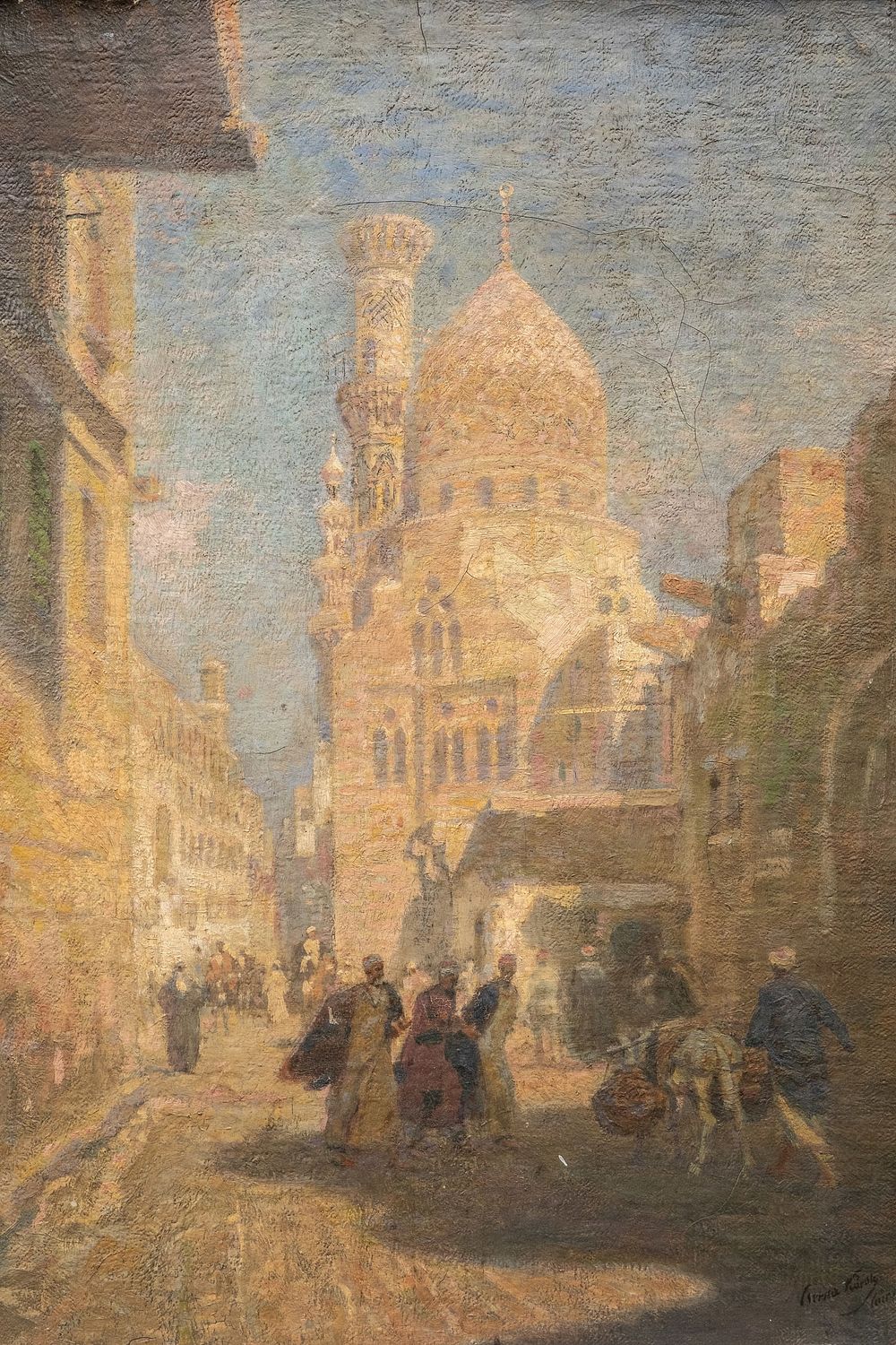 Lot 402: Karoly Cserna Signed, "Streets of Old Cairo" Oil on Board Painting circa 1900