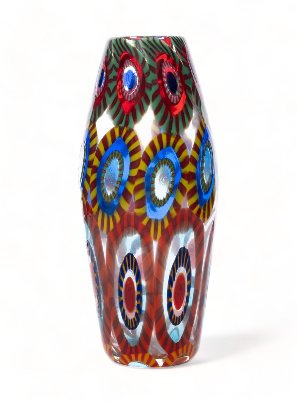 Lot 408: Murano Art Glass Millefiori Vase With Original Label