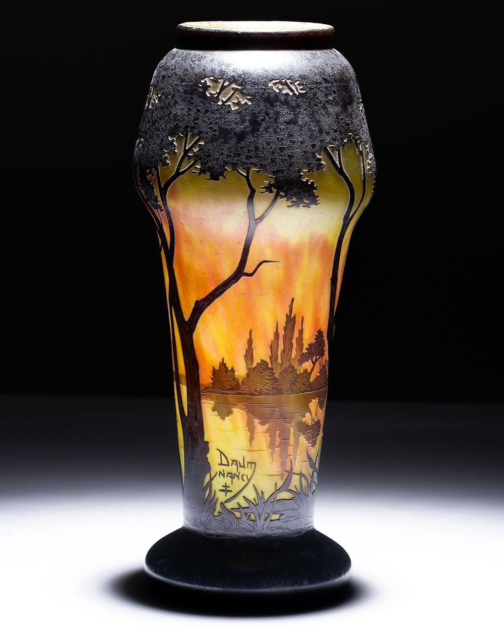 Lot 411: Daum Nancy 14" Signed Acid-Etched Cameo Art Glass Vase, C. 1900