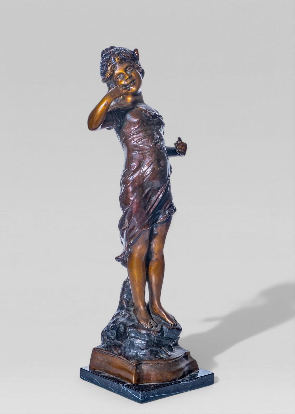 Lot 436: French Art Nouveau Bronze, Tall 2 ft, Figural Sculpture, Circa 1900