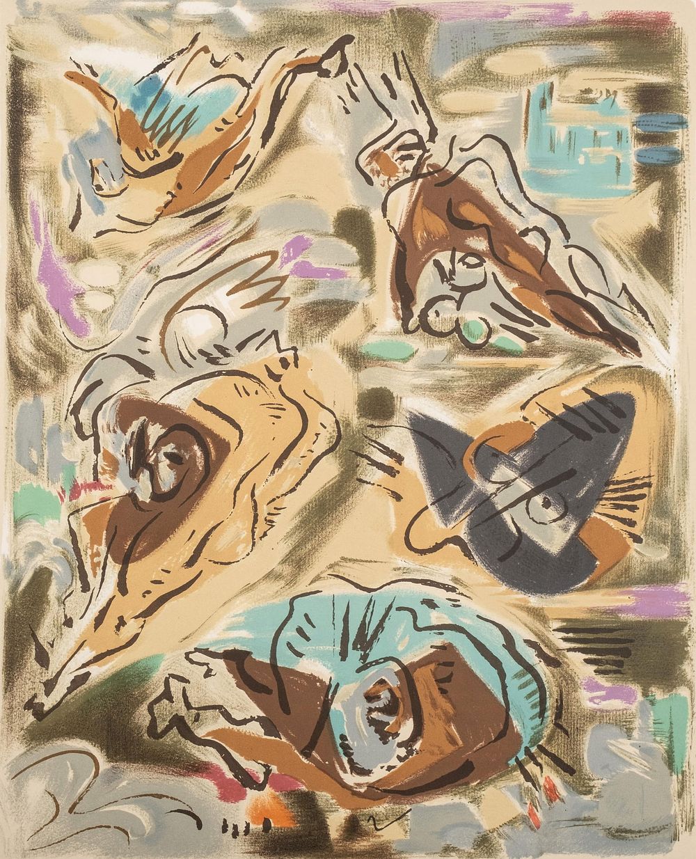 Lot 478: Andre Masson, Signed, Untitled VII, Limited Edition Color Lithograph, 1985
