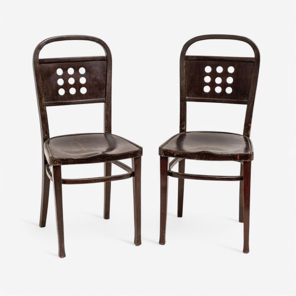 Lot 486: Pair of Otto Wagner for Jacob & Josef Kohn Signed Vienna Secession Side Chairs, Model No. 721, Circa