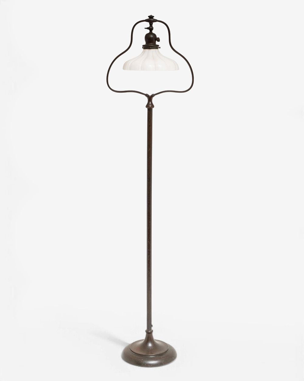 Lot 489: Signed Handel Bronze Floor Lamp with Art Glass Shade, Early 20th Century