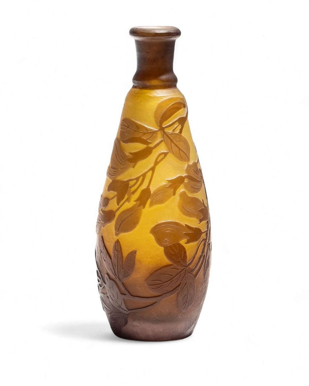 Lot 498: Galle Signed Acid Etched Multi-Layered Cameo Art Glass Vase, Circa 1910