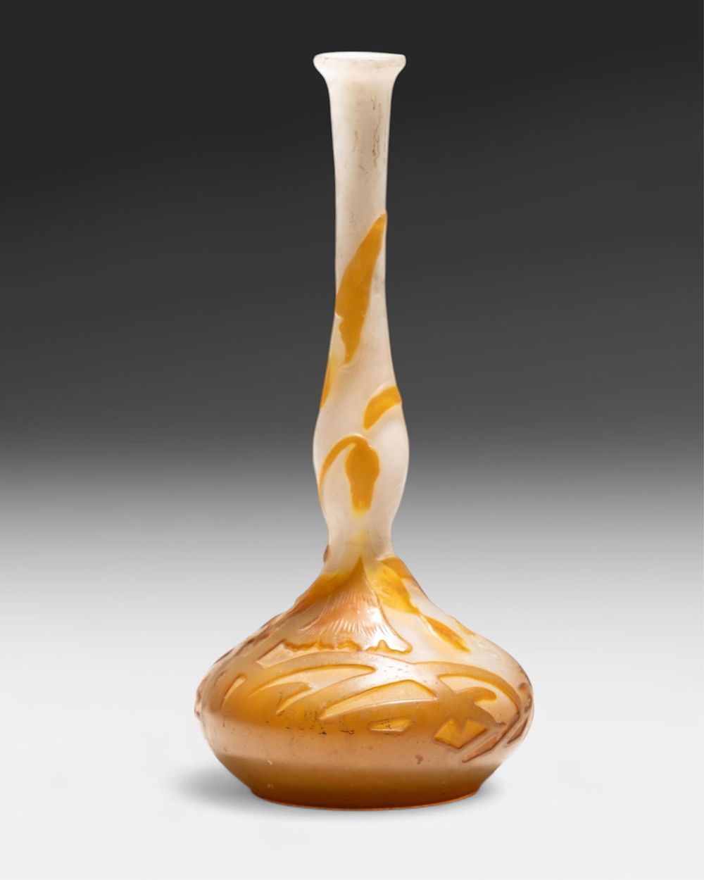 Lot 499: Galle Signed Multi-Layered Single-Flower Cameo Glass Vase, Circa 1910