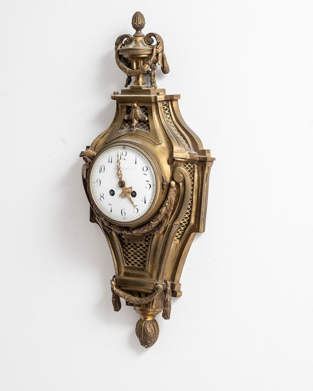 Lot 159: Wall Clock French Bronze Louis XVI Style, 20 inch, 19th century