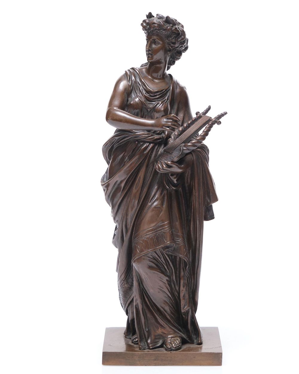 Lot 226: Mathurin Moreau Signed Antique Bronze Sculpture "Allegory of Music" 14" tall
