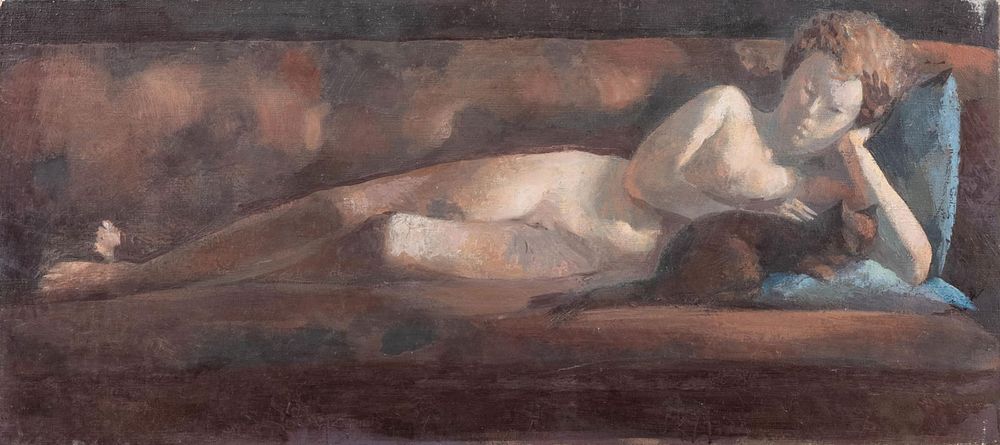 Lot 290: Bernadette Kelly Signed Oil Painting, Nude Lying on the Elbow