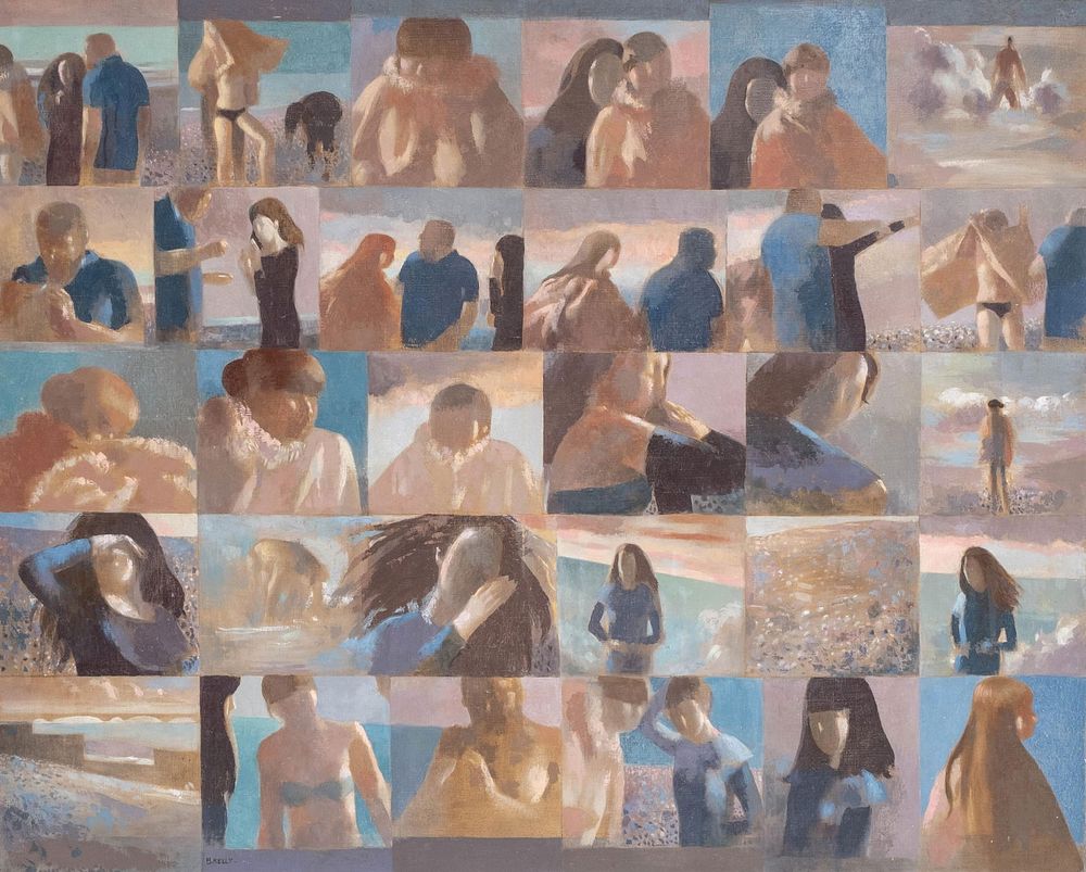 Lot 292: Bernadette Kelly Signed, “Character Seaside Study," Oil on Canvas Painting
