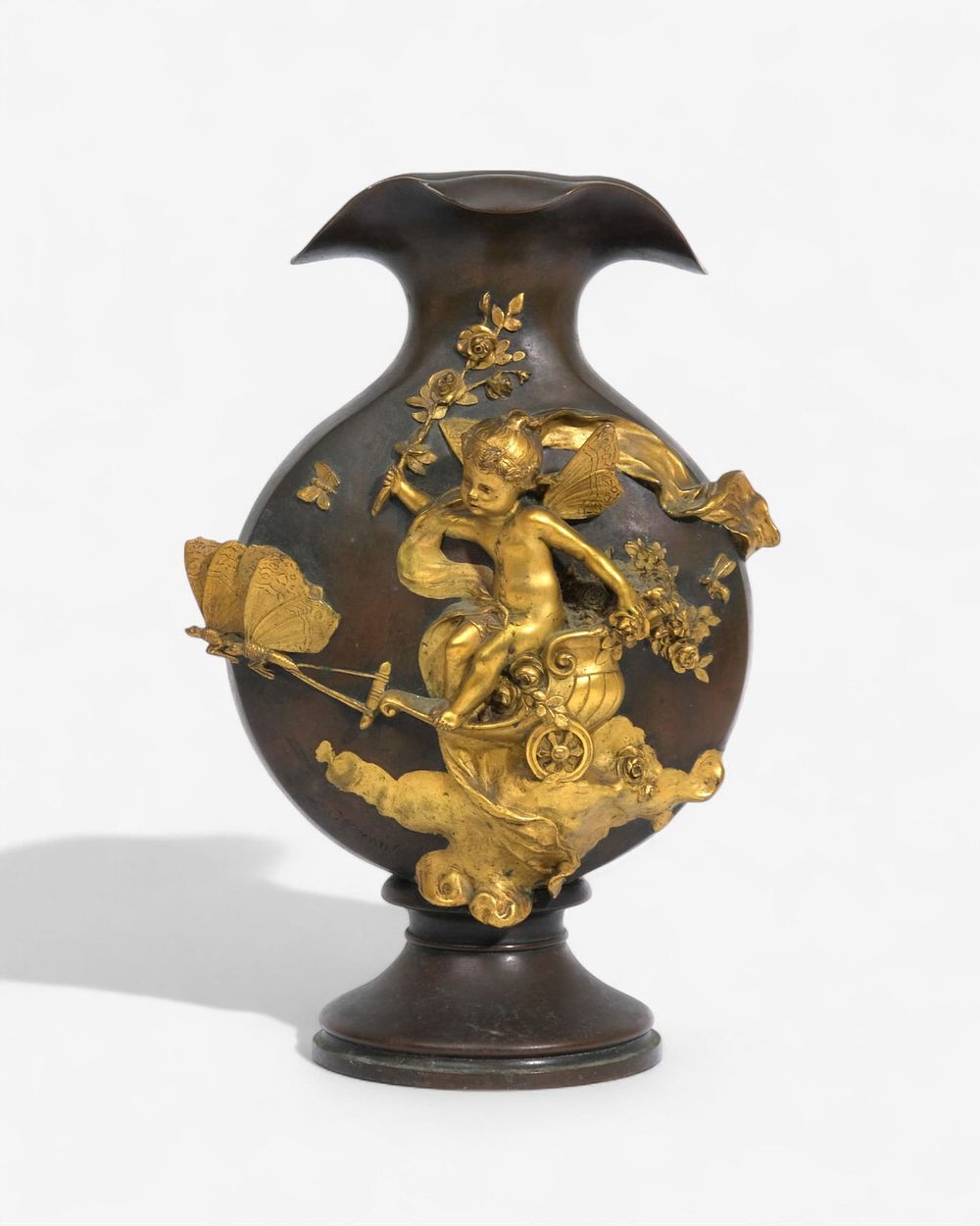 Lot 294: Signed Jean-Baptiste Germain Belle Époque Bronze Vase, Circa 1900