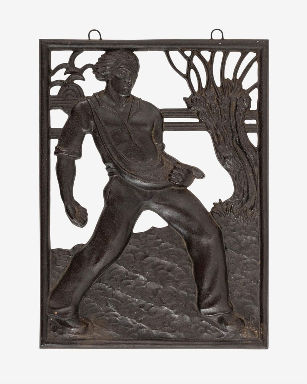 Lot 296: Signed P. Lauchhammer, Cast Metal Wall Panel Seeding the Field