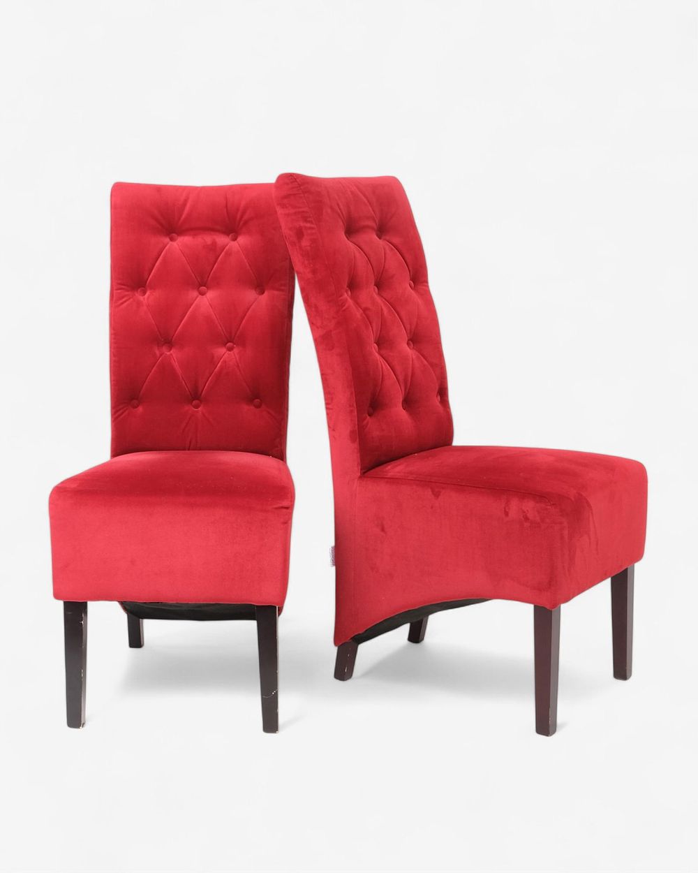 Lot 315: Pair of Guttman Factory High-Back Red Velvet Chairs
