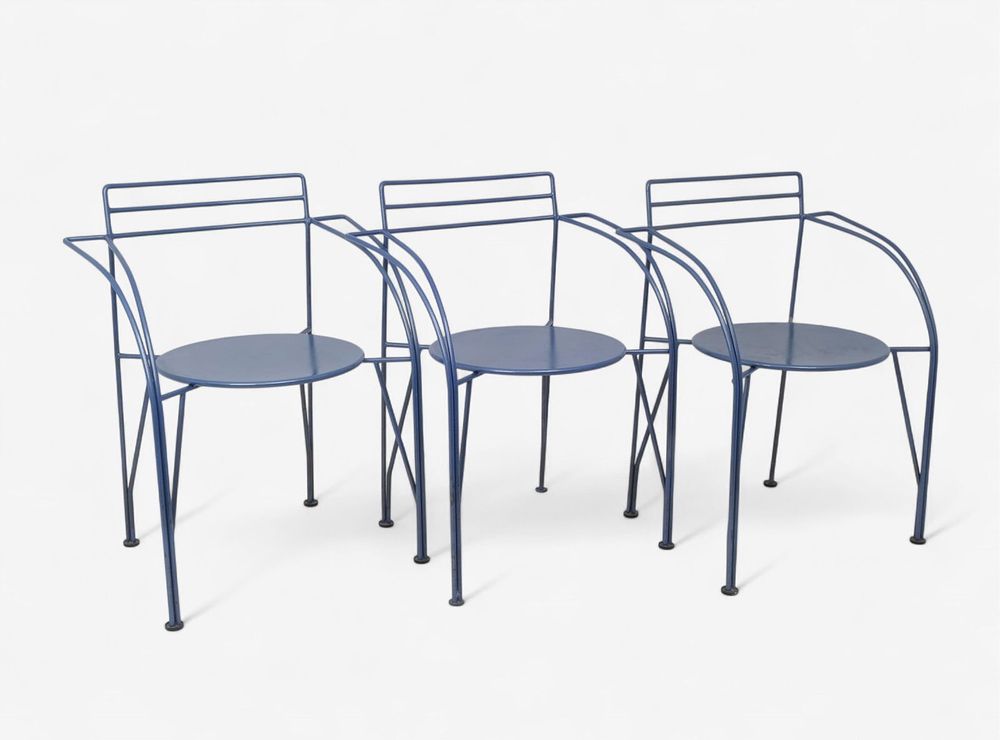 Lot 338: Pascal Mourgue for Fermob, Set of 3 Lune D’Argent Armchairs, 1980s