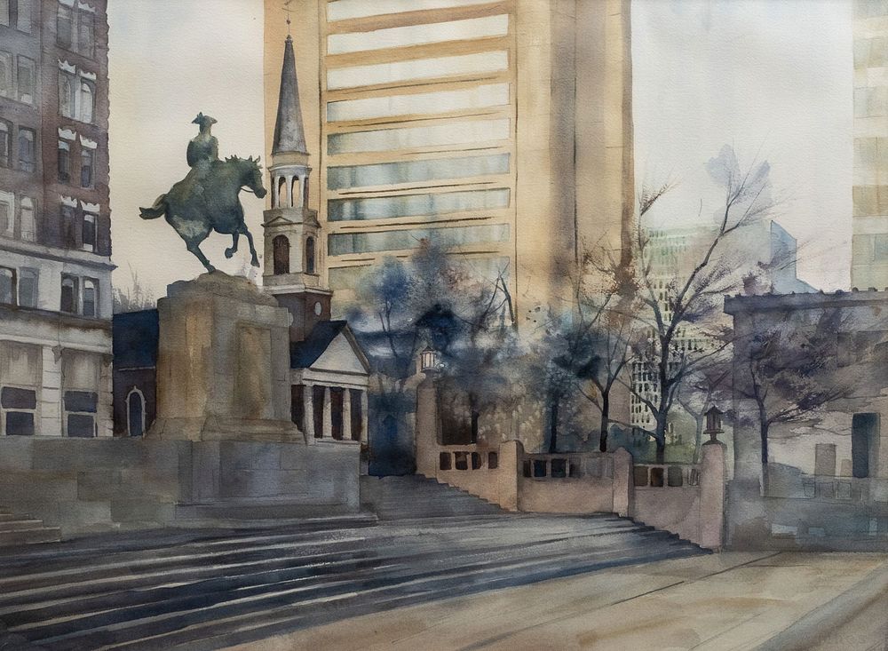 Lot 369: Large Davis Gray Watercolor Painting Wilmington Delaware