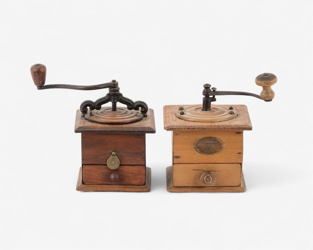 Lot 394: Pair of Antique French Coffee Grinders, Including Peugeot