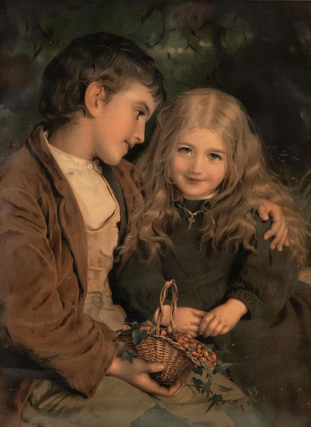 Lot 398: Late 19th Century "Little Sweethearts" Chromolithograph