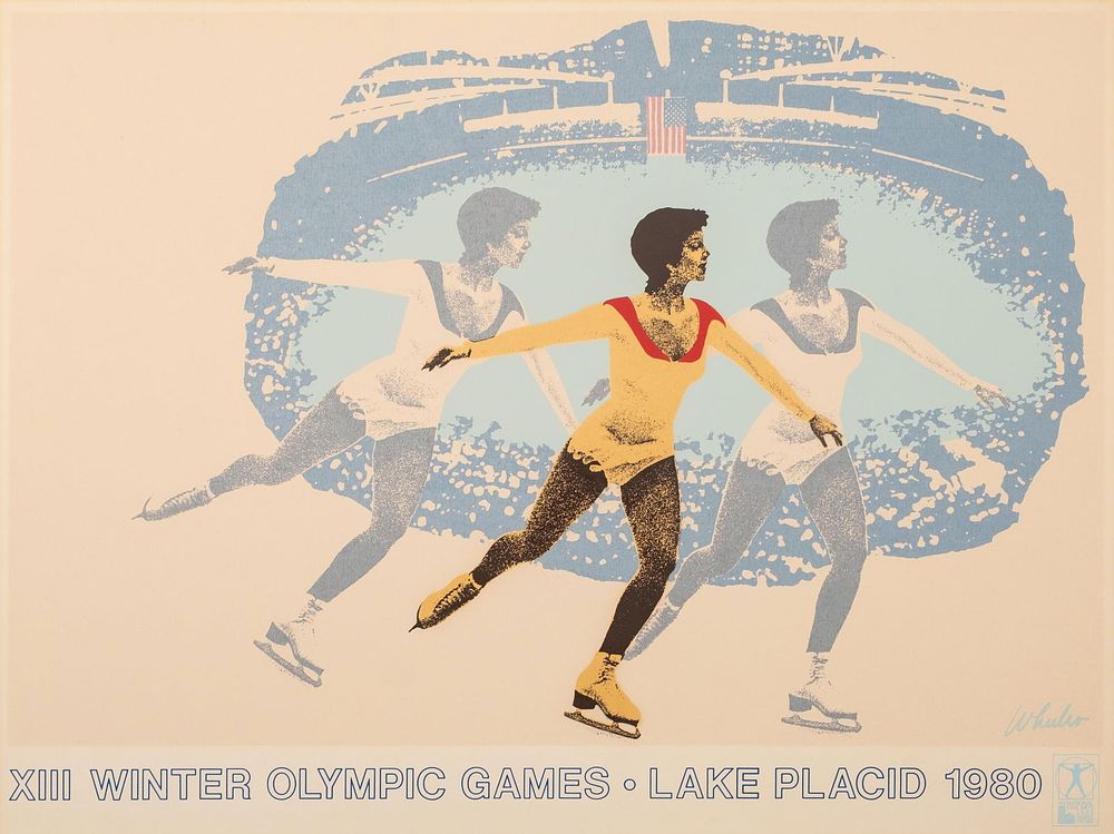 Lot 403: Lake Placid Winter Olympics 1980 Figure Skater - Linda Frattiano Original Vintage Poster