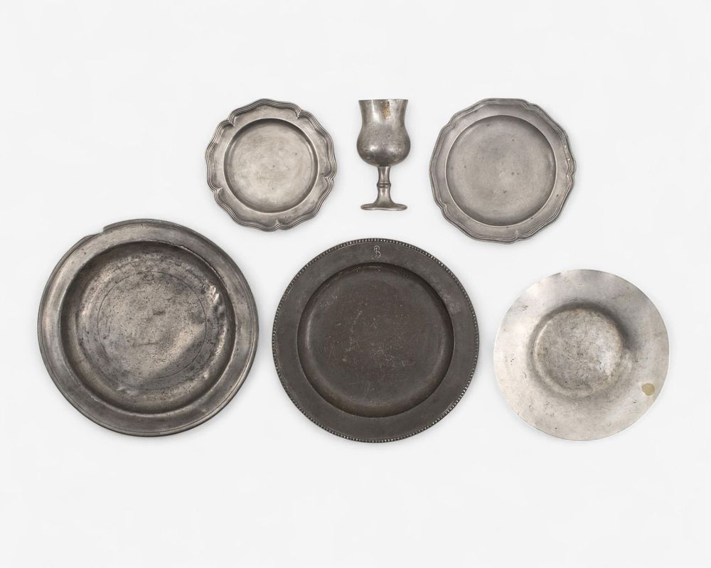 Lot 415: Group of 5 Pewter Plates and Goblet, Including Brooks Brothers, England