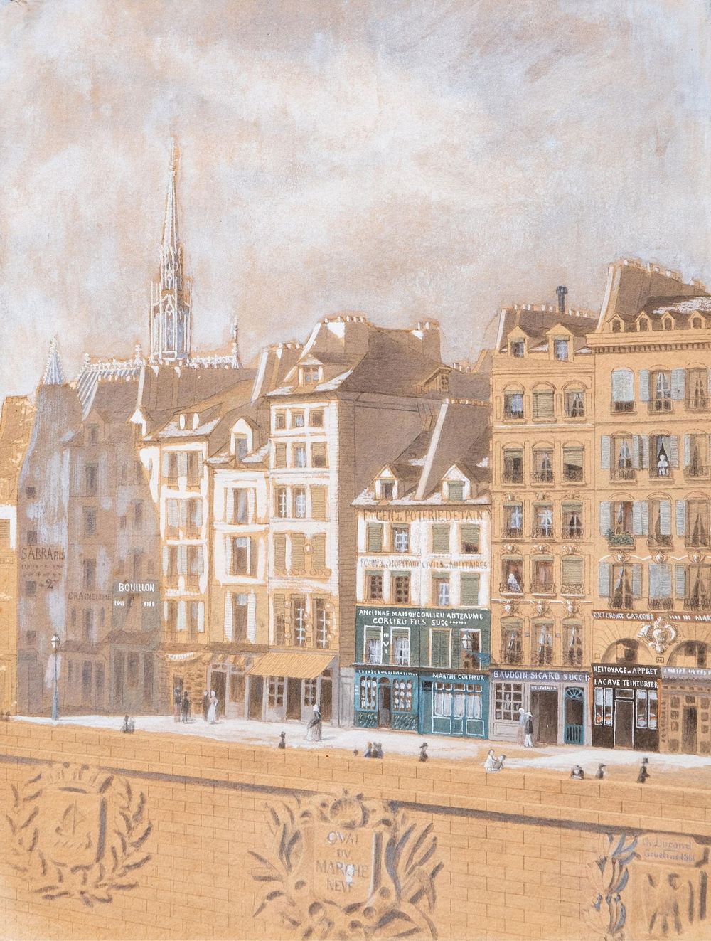 Lot 449: Charles Durand, Signed Century French Watercolor, Gouache Painting, 1861