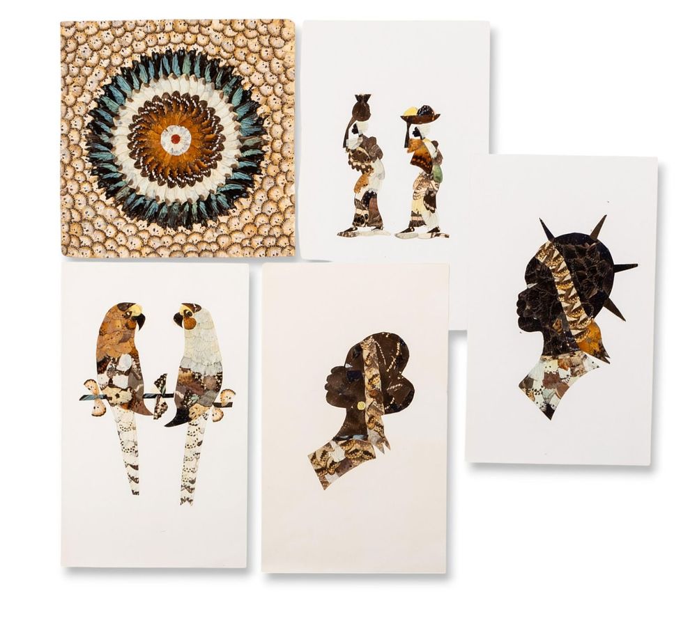 Lot 456: (seperate) Vintage Central African Republic Butterfly Wing Collage