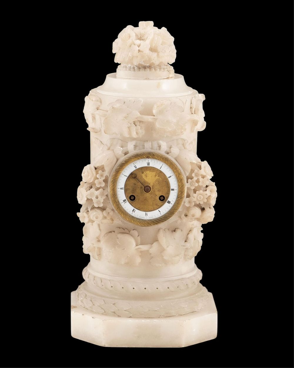Lot 462: 19th Century Alabaster Table Clock Signed Rossel, Rouen