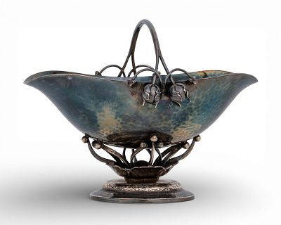 Georg Jensen Danish Art Nouveau Sterling Silver Footed Basket, No. 235B, 190 grams. Keywords: 