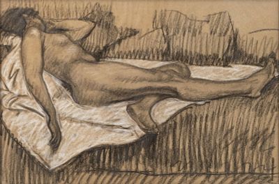 Theophile Alexandre Steinlen Charcoal on Paper Drawing. Keywords: Modernism, Expressionism 