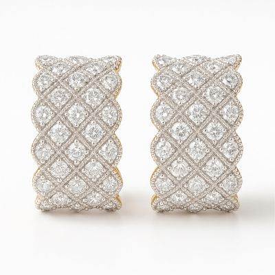 18K Two-Tone Gold and Diamond Ear Clips with Pearls. Keywords: Art Deco, Edwardian, Belle Epoque 