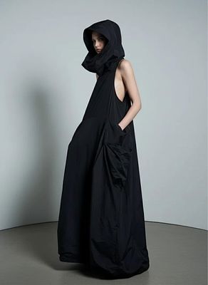 Jason, Black Avant-Garde Parachute Dress, Size Large. Keywords: Designer Brand Auctions, Luxury 