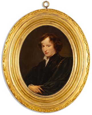 After Anthony Van Dyck, Self-Portrait Hand Painting on Porcelain, 20th Century. Keywords: 