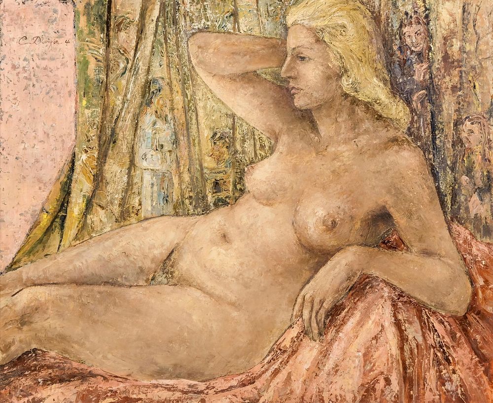 Lot 315: Carmen Dionyse, Reclining Nude, Signed Oil on Canvas Painting, 1946