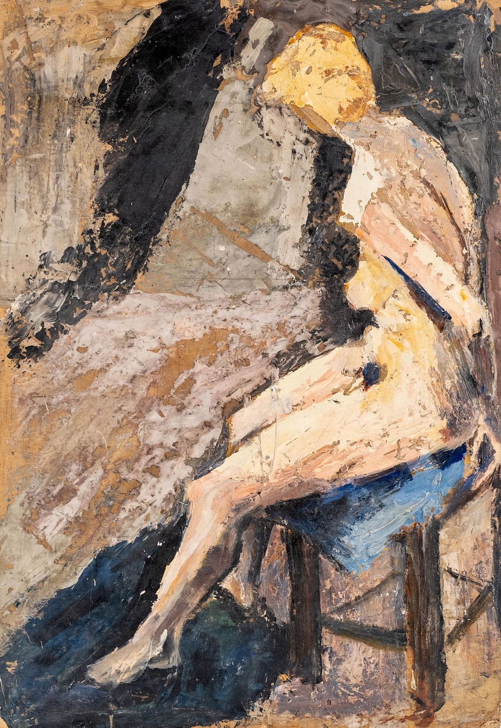 Lot 316: Albert Flocon Impasto Nude Study Painting, Oil on Board, of Alice Casson c. 1940
