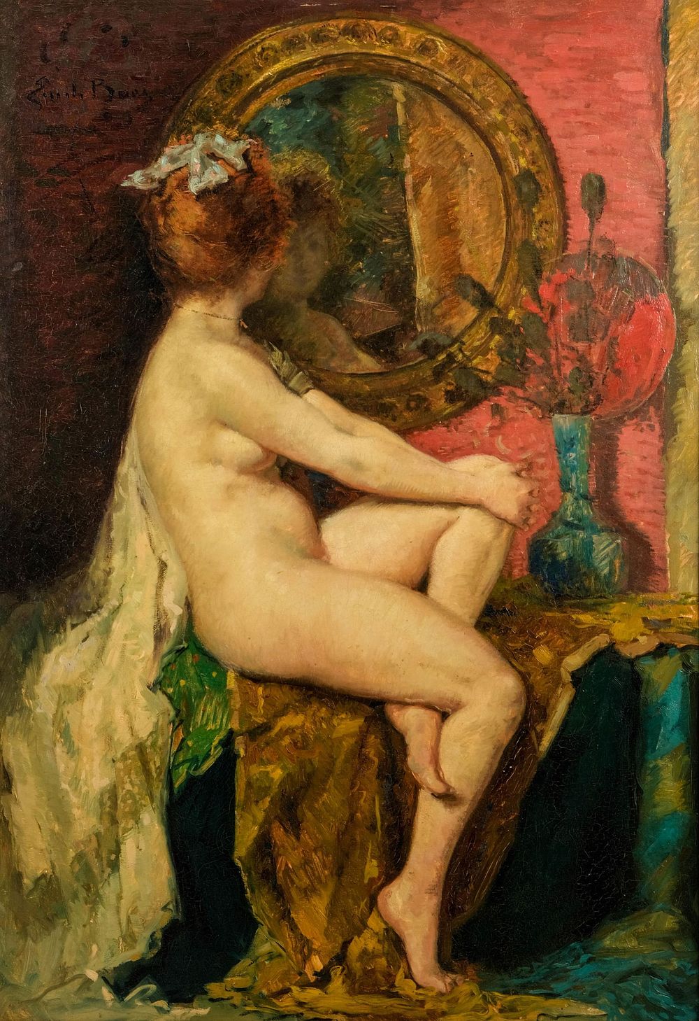 Lot 317: Emile Baes Large Academic Nude Oil on Canvas Painting, Circa 1900, Signed