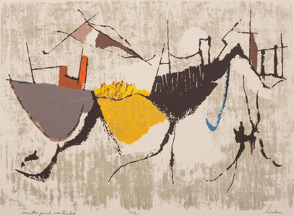 Lot 319: Mystery Artist Signed Abstract Limited Edition Lithograph, Mid-20th Century