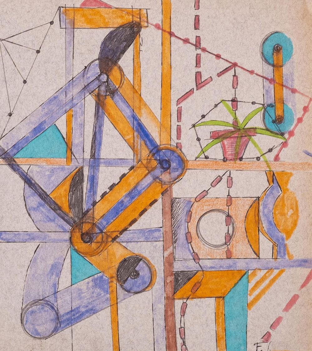 Lot 321: Franciska Clausen Abstract Composition Painting on Paper, Signed