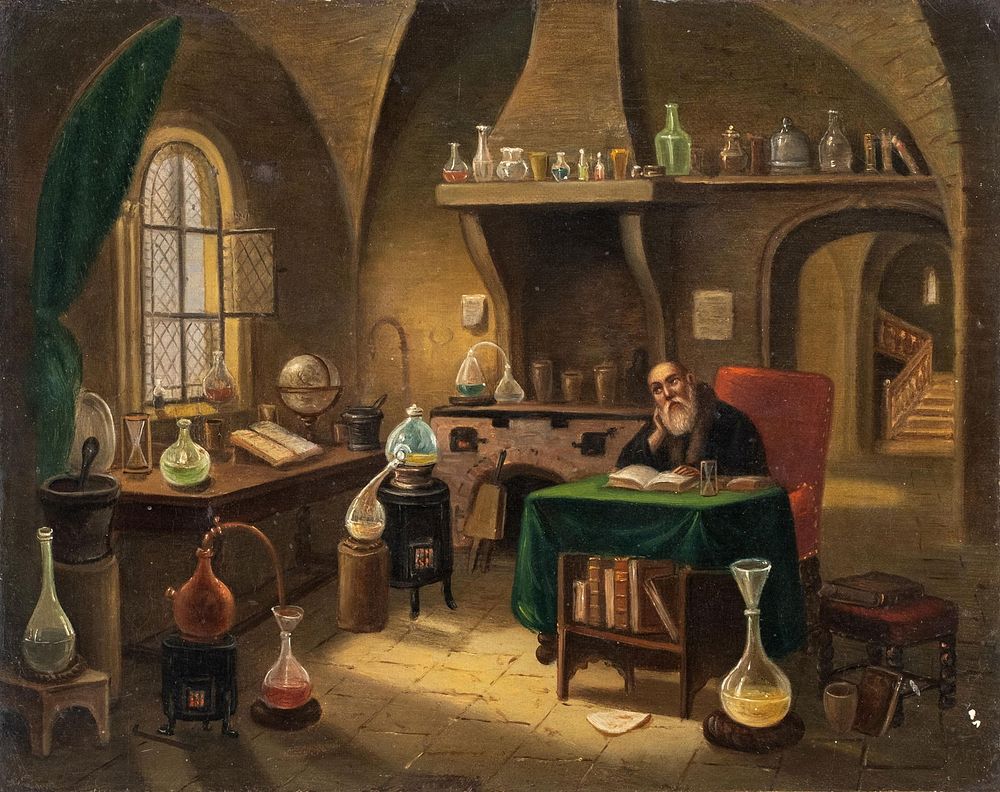 Lot 351: Dutch School, 17th–18th Century Oil Painting, The Alchemist