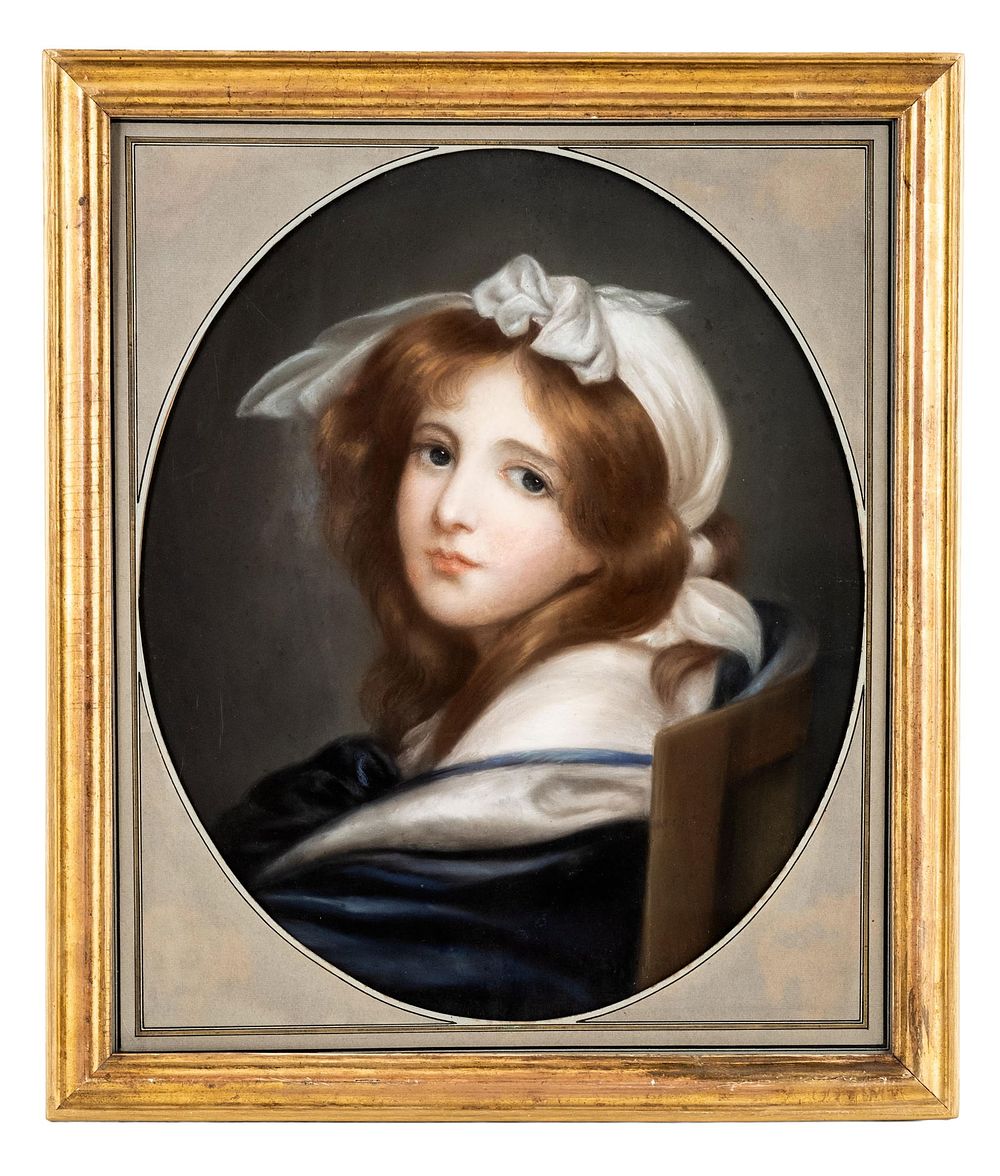 Lot 353: Jean-Baptiste Greuze,,attrib. Young Girl Pastel Painting, Late 18th -Early 19th C