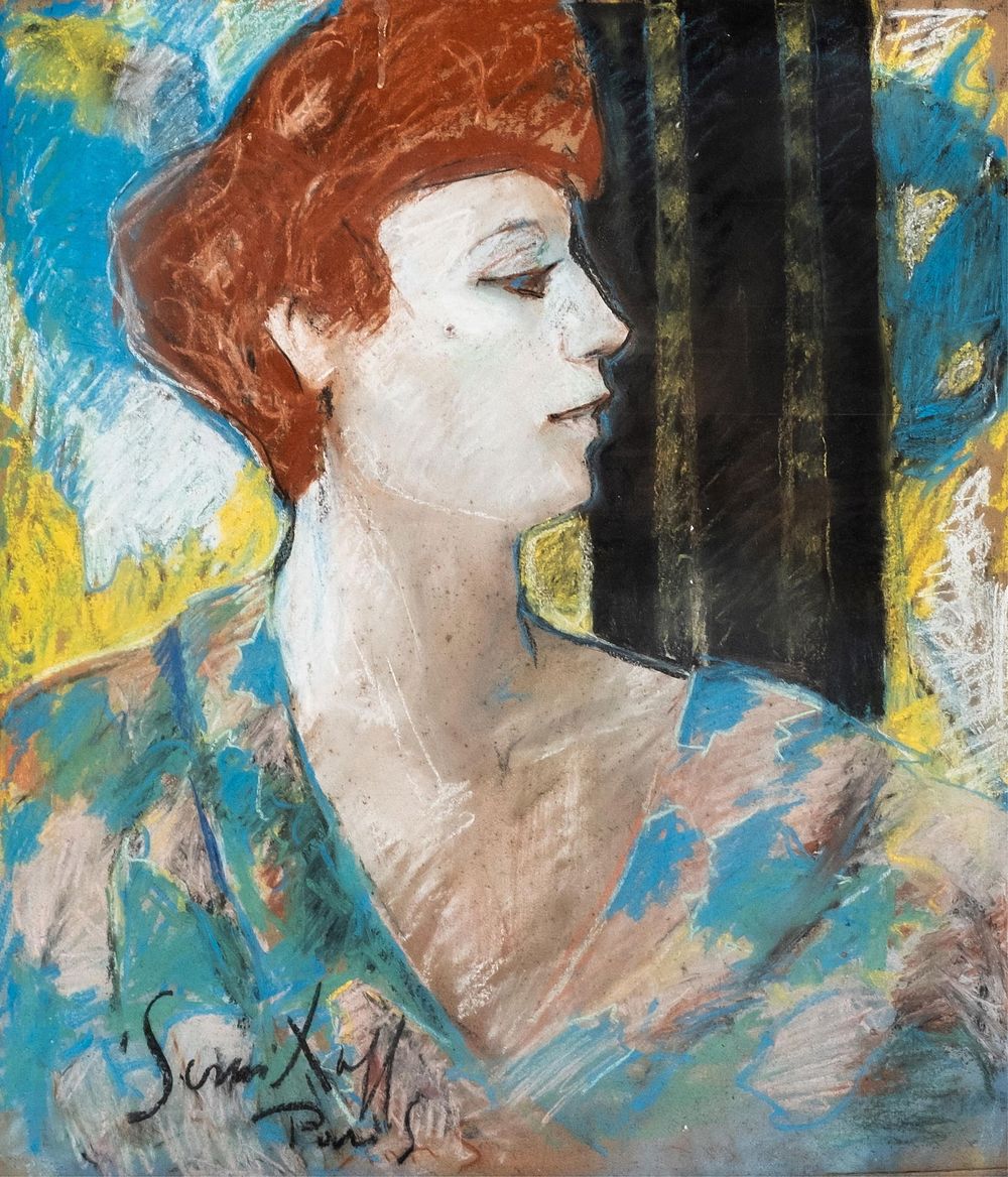 Lot 367: Parisian School Early 20th Century Pastel Portrait Painting