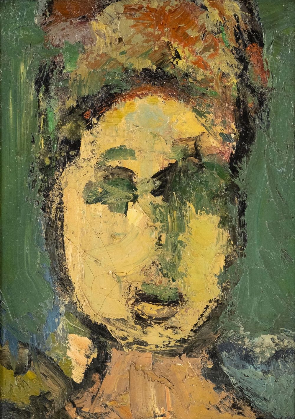 Lot 368: Gérard Cabus French Modernist Portrait Painting, Circa 1965, Signed