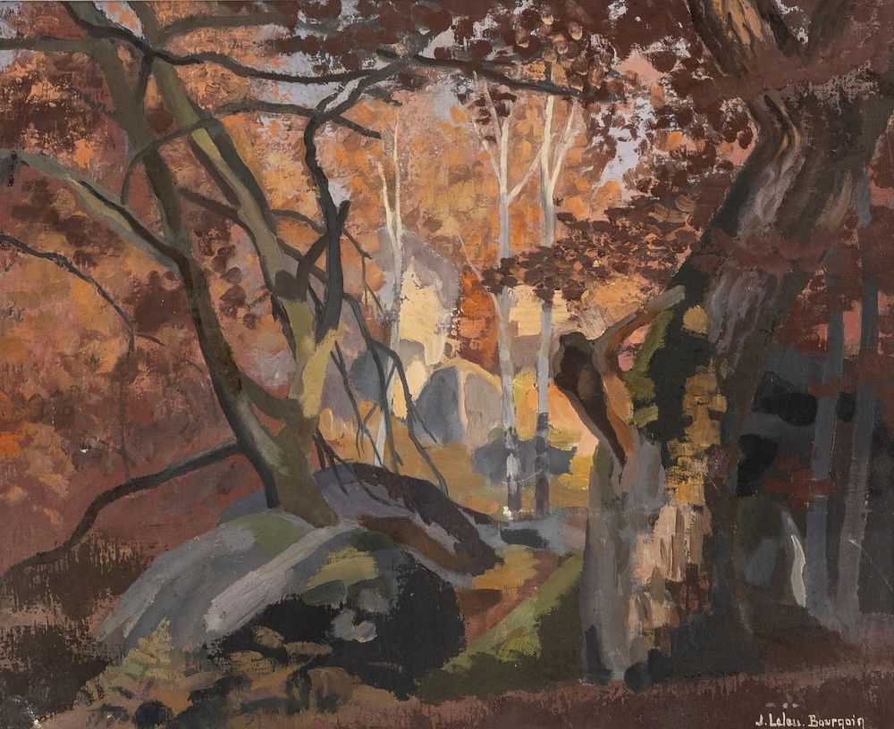 Lot 472: Jean Leleu-Bourgois French 20th Century Oil on Canvas Painting, The Gorges of Apremont, Signed