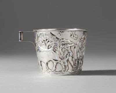 Ilias Lalaounis, Silver Vaphio Goblet with Ancient Greek Design Scenes, Signed. Keywords: 