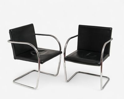 Mies van der Rohe Pair of Brno-style Armchairs After 1928 Design. Keywords: No reserve 