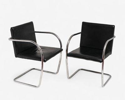 Mies van der Rohe Pair of Brno-style Armchairs After 1928 Design. Keywords: No reserve 