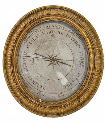 French Giltwood Barometer, Early 19th Century. Keywords: scientific instrument, antique weather 